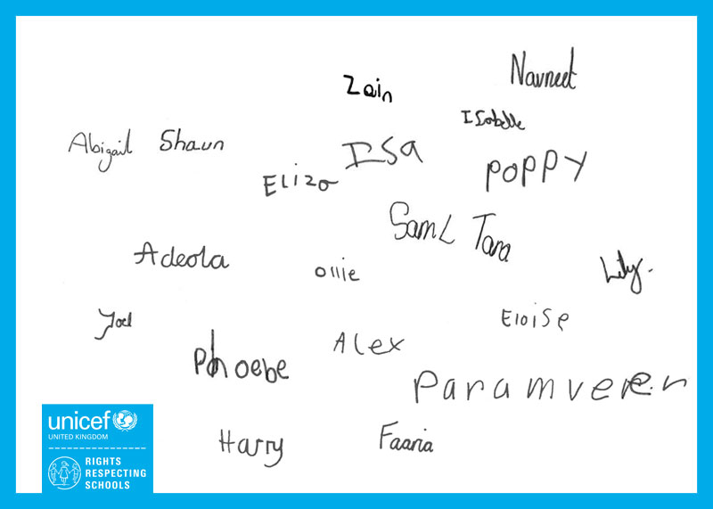 UNICEF Right's Respecting School Award Signatures